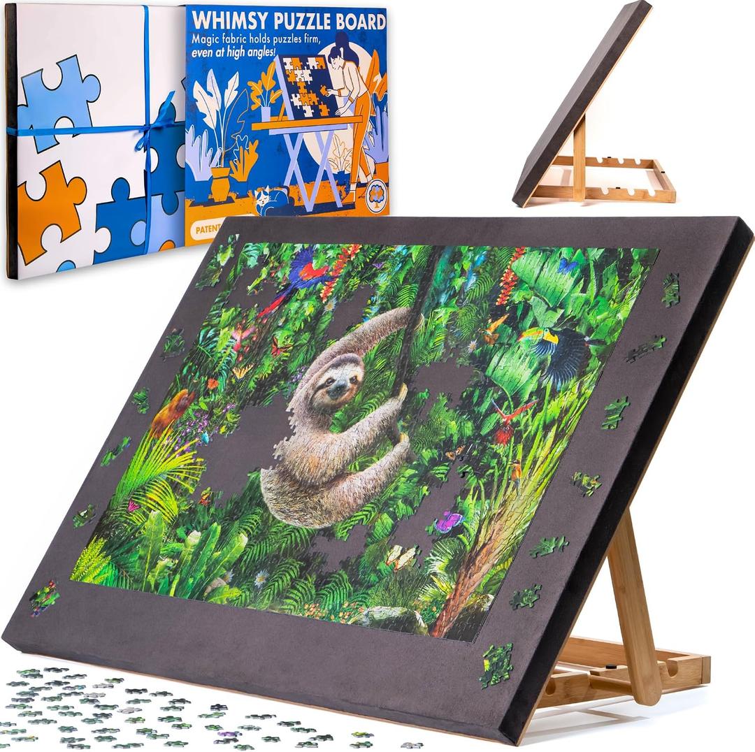 The Grippy Large Jigsaw Puzzle Board by The Puzzled Tree – 1500 Piece 34.2" x 25" Patent Pending Fabric, Back Support Puzzle Easel Tilting Puzzle Board Non-Slip Surface, Jigsaw Puzzle Table Adults, Standard