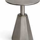 Round Wood Side Table, Coffee Nightstand Cocktail Drink Modern Accent Circle End Table, Wood Pedestal Base for Living Room, Bedroom, Small Spaces, Offices, Antique Silver, 21.6" H x 15.7" L x 15.7" W