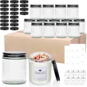 16 Pack 8 OZ Glass Jars with Lids gift for women,Candle Jars,Glass Jar for Candles, Samples, Spices, Powders