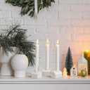 Yookeer 6 Pcs Christmas House Candle Holder White Ceramic Christmas Taper Candle Holders 2 Inch Snow House Candlestick Table Decorations for Winter Xmas Farmhouse Home Kitchen Table Decor