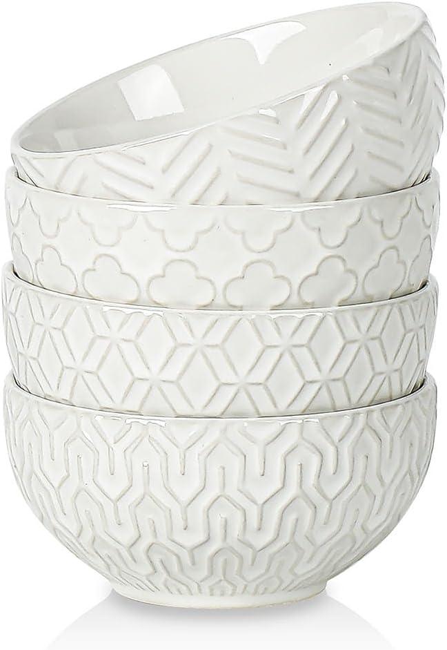 Sureasy Ceramic Ice Cream Bowls Set of 4-12 oz White Small Dessert Bowls for Kitchen, Perfect for Rice, Fruit and Sauce, Microwave & Dishwasher Safe (4.6 inch)