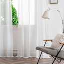 Ivory White Sheer Curtains 96 Inches Long, 2 Panels Set, Light Filtering Rod Pocket Window Drapes, Elegant Semi-Transparent Curtain Panels for Living Room, Bedroom, Each 50" W x 96" L