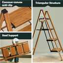 Taranta 4 Step Ladder,Aluminum Lightweight Folding 4 Step Stool with Anti-Slip Wide Pedal, 330lbs Capacity Step Ladder for Household,Kitchen,Office - Woodgrain