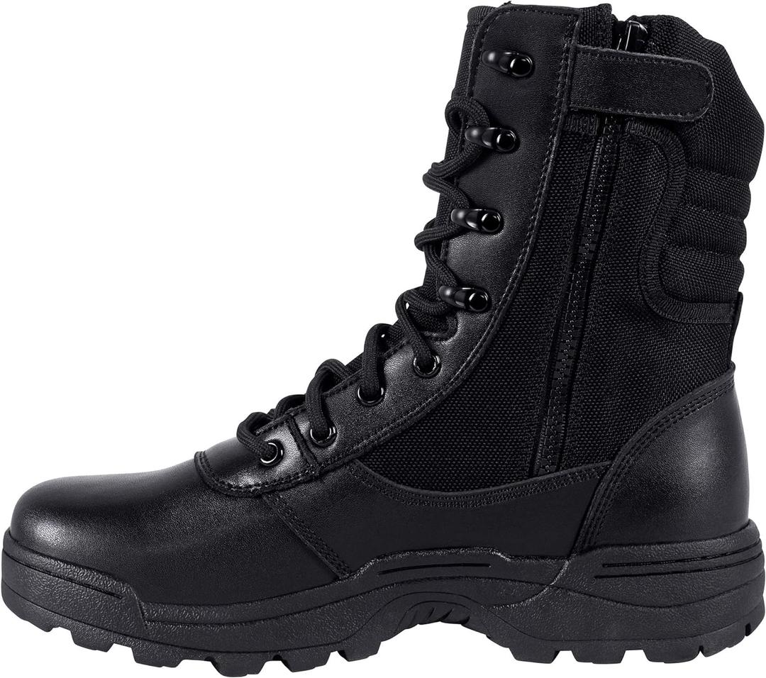 RIELD Men's Military Tactical Work Boots Side Zipper Jungle Army Combat Boots, Black, 12 M US