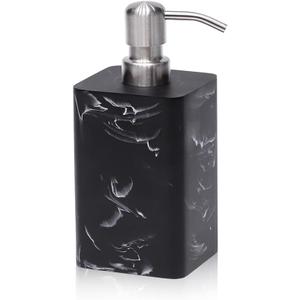 Soap Dispenser, 15 Oz with with Brushed Nickel Pump,Refillable Liquid Square Decorative Soap Dispenser for Hand Soap,Dishwashing Liquid and Hand Lotion-Black Marble Style