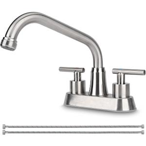 Utility Laundry Sink Faucet,Laundry Tub Faucet with 3/4" NPT Threaded End & 2 Lever Handles (Brushed Nickel)