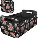 Deosk Car Trunk Organzier for SUV, Car Organziers and Storage with 6 Big Pocket, 50L Waterproof Polyester Car Accessories for Women/Men (Medium, Floral)