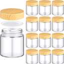 Norme 12 Pcs 4 oz Glass Jars with Lids Empty Small Glass Containers and Inner Liners Reusable Cosmetic Jars Round Airtight Bottles with Plastic Woodgrain Lids for Travel