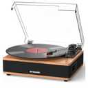 Vinyl Record Player Bluetooth Turntable with Built in Stereo Speakers Belt Drive 3 Speeds Vintage Turntables for Vinyl Records Support RCA Output, Aux in, Auto Stop