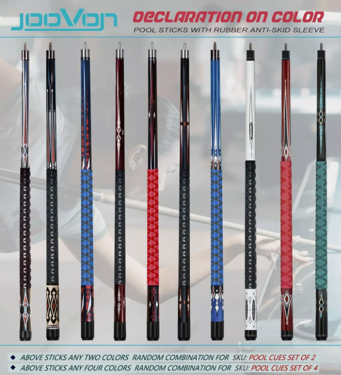Joovon Pool Sticks Set of 4 and Pool Sticks Set of 2 with 13mm Cue Tip 58"