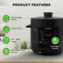 NutriChef Electric Pressure Cooker 6 Quart Capacity | 9 Function Digital Countertop Pressure Cooker | Adjustable Time & Temperature | Cook, Bake, Steam, Broil, & Braise | 13.1 x 11.4 IN | Black