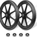20'' Flat-Free Tire and Wheel, 250LB Capacity Each, Compatible with R ubbermaid Wheelbarrow, Includes 3/4'' & 5/8'' Bearings, 2.5'' Hub, for Garden Cart, Big Wheel Utility Carts, 2 Pack