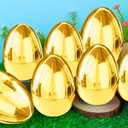 FLYSNK 6 Pcs Jumbo Golden Easter Eggs, 6 Inch Metallic Giant Plastic Gold Eggs Fillable for Easter Hunt Party Favor Easter Basket Stuffers Fillers Filling Treats Classroom Prize Supplies for Kids