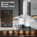 Range Hood 30 inch Stainless Steel, Wall Mount kitchen Hood Ducted/Ductless Convertible, Vent Hood w/ 3 Speeds, Touch Control, 5-Layer Mesh Filters, Energy-Saving LED Lights