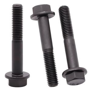 M10-1.5 x 60mm (12 Pack) Flanged Hex Head Bolts, Hexagon Flange Screws, Black Oxide Finish, 10.9 Grade Alloy Steel, Motocycle Car Bolts Replacements, Partial Thread