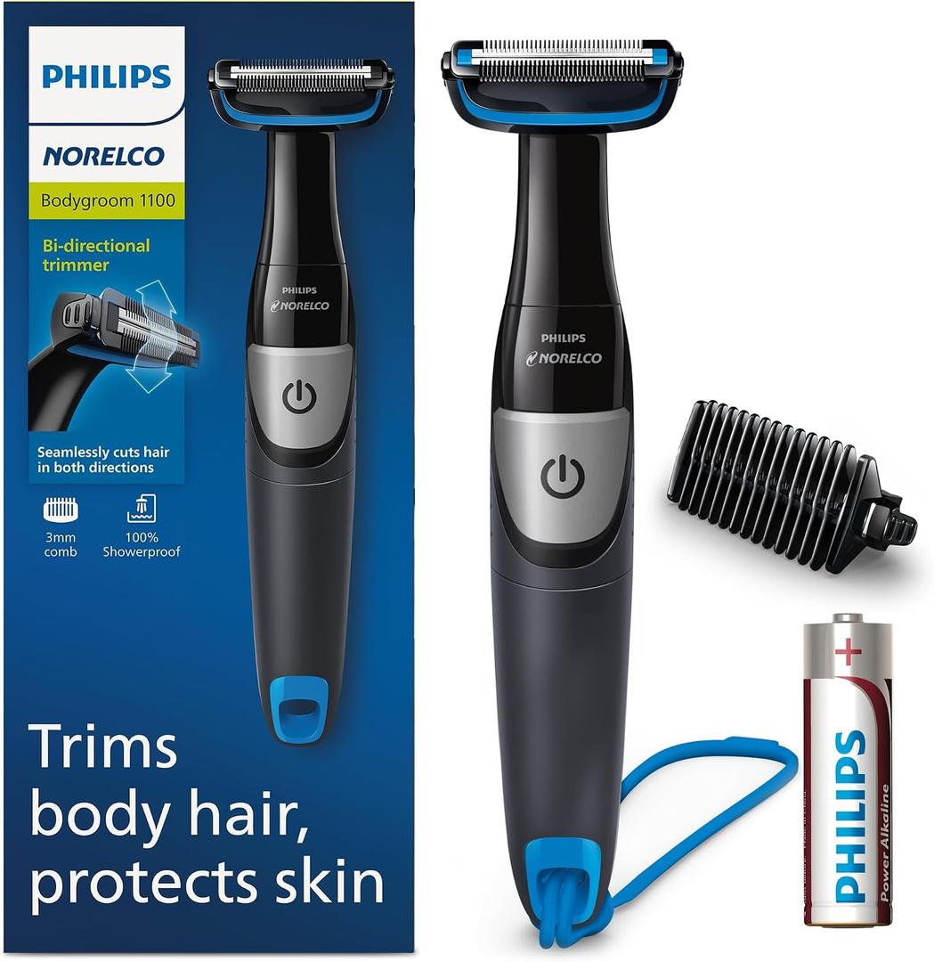 Philips Norelco Bodygroom Series 1100, BG1026/60, Showerproof Body Hair Trimmer and Groomer for Men