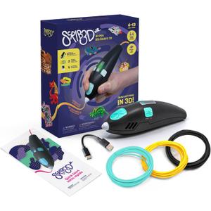 SCRIB3D Junior 3D Printing Pen Set for Kids with Filament, Activity Guide, and USB Charging Cable