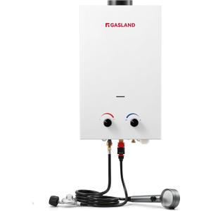 GASLAND BS318 Outdoor Propane Tankless Water Heater 3.18GPM, 12L Portable Hot Water Heater for Cabin, Barn, Camping, RV, Overheating Protection, Easy to Install, White