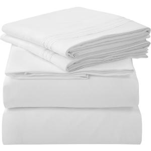 ROYALE LINENS 4 Piece Full Sheets Set - Soft Brushed 1800 Microfiber Bedding - 1 Fitted and 1 Flat Sheet, 2 Pillow Cases - Wrinkle Free & Fade Resistant - Hotel Luxury Bed Sheets Set (White, Full)