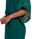 Jessica Howard Women's Lace Trim Knit Mini Dress Boat Neck Elbow Sleeve Desk to Dinner, Green, 14W