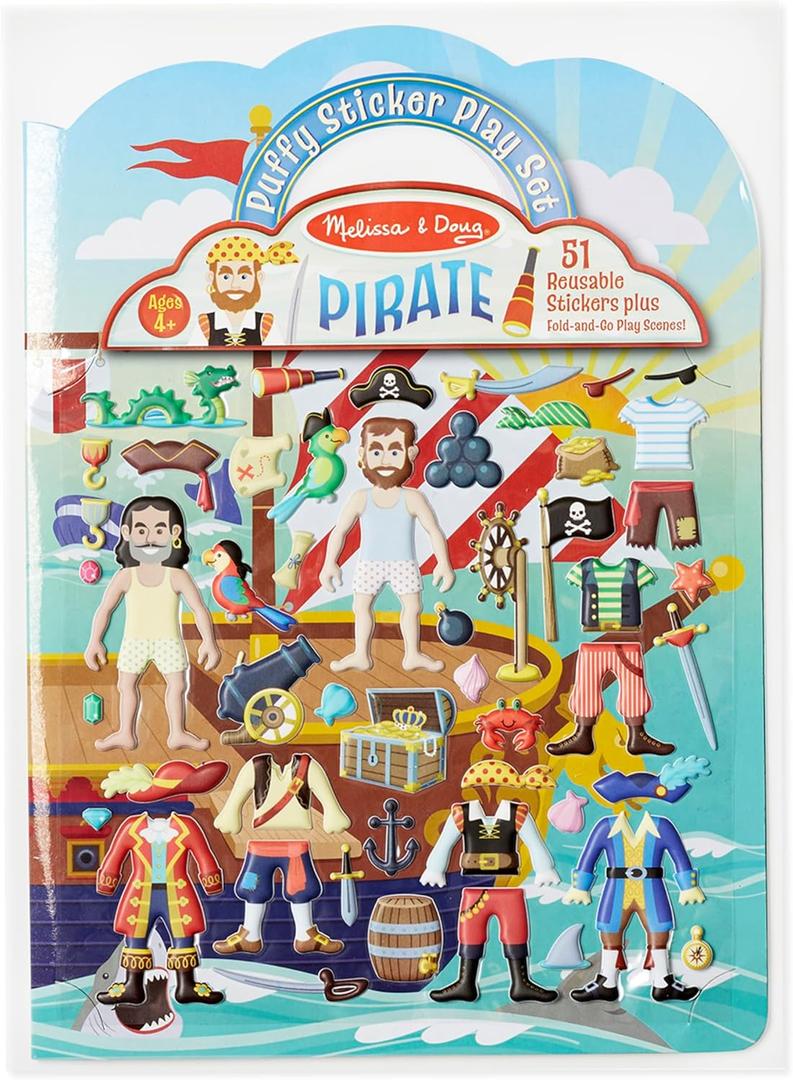 Melissa & Doug Puffy Sticker Activity Book: Pirates - 51 Reusable Stickers (One Size)