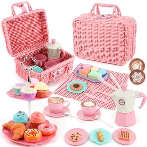Afternoon Tea Toys Set Pretend Play Food Toys for Toddler Girls, Party Tea Playset Toy Gifts for 3 4 5 6 Year Old Girl Boy Kids Toddlers