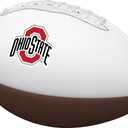 Logo Brands NCAA Official Size Autograph Football -Smooth White Panel for Nil Signatures, Display, or Nil Collecting NCAA Fan Memorabilia (Ohio State Buckeyes)