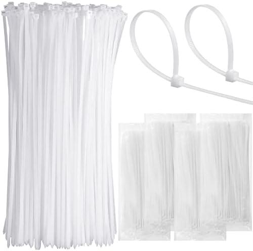 200 Pcs 14" Zip Ties Heavy Duty Plastic Zip Wire 75 lb Tensile Strength UV Resistant Cable Ties Self Locking Wraps for Indoor and Outdoor (White)
