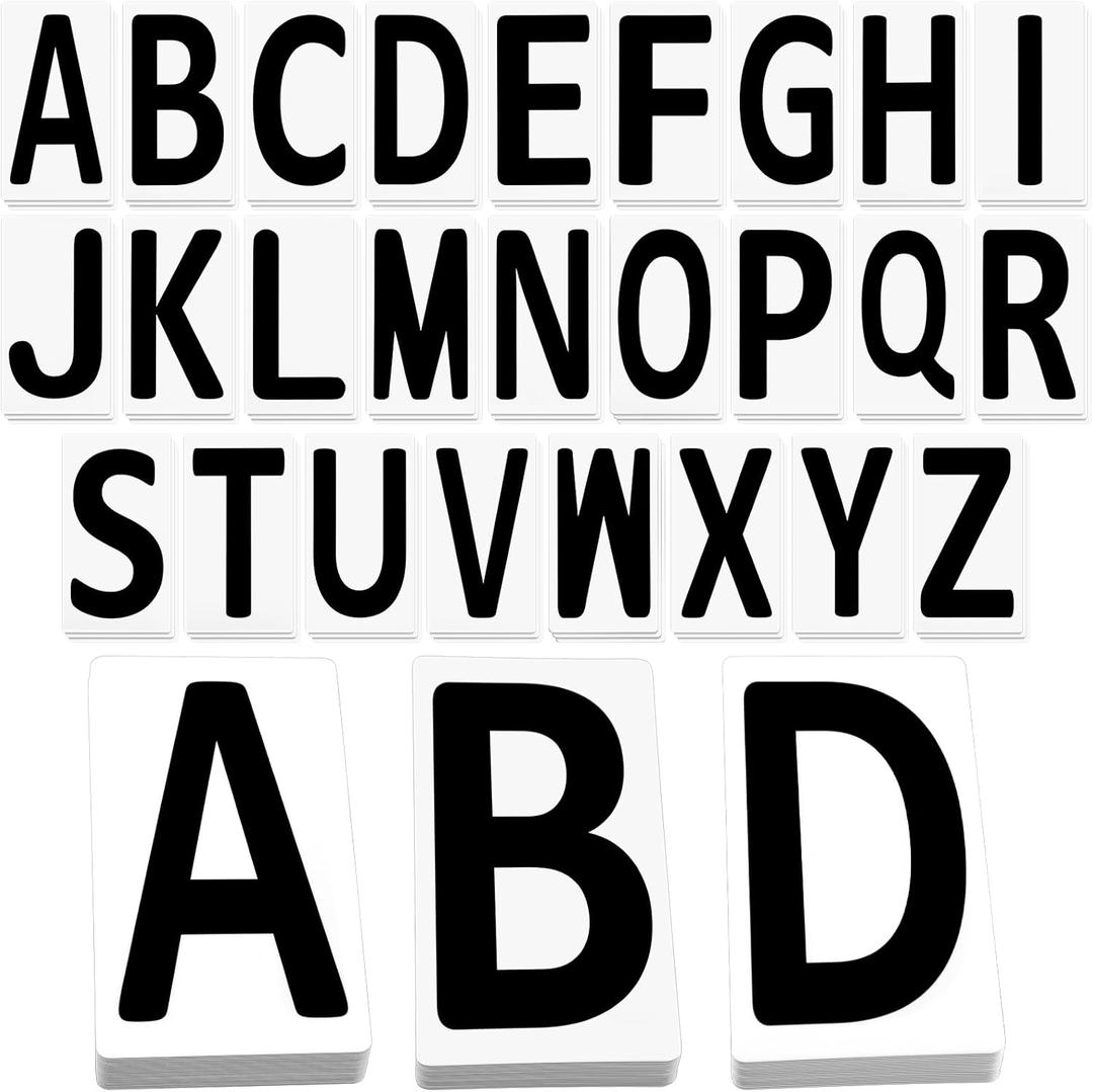78 Pcs Replacement Letters for White Message Board Sidewalk Signs Outdoor Plastic Changeable Letters for Yard Signs with 4 Inch Tracks, from A to Z Black on White Background