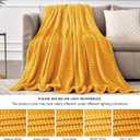 BEDELITE Fleece Blanket - 3D Ribbed Jacquard Decorative Yellow Throw Blanket for Couch & Bed, Lightweight Warm Cozy Soft Fuzzy Blankets All Seasons Suitable 50x60 inches
