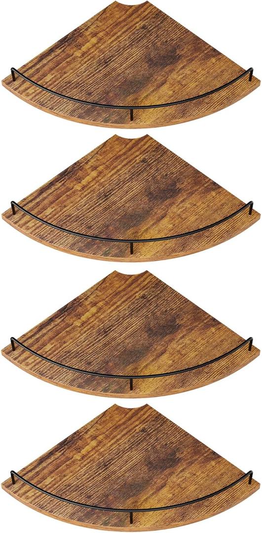 Corner Shelf Wall Mount, Floating Corner Shelves, Set of 4 Corner Wall Shelf Organizer,Rustic Wood Wall Storage Display Shelves forLiving Room Bedroom Bathroom Kitchen