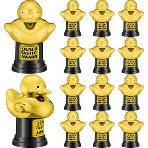 Tondiamo Quacktastic Award Duck Trophy Bulk 2.7 x 3.9 Inch Plastic Black Gold Duck Trophies Quack Tastic Awards Funny Trophies Rewards and Giveaways for Office Sports Event Party Favors