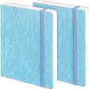 Funto Watercolor Journal, 7.5x5, 2 Packs, 44 Pages Each, Cold-Pressed 100% Cotton, Pearlescent PU Leather Blue Cover, Art Supplies for Mixed Media