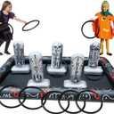 Upgraded Stability & Plastic Ring Giant Tombstone Ring Toss Games Halloween Party Game Favors for Kids Inflatable Game Halloween Party Decor Outdoor Carnival Game Classroom Indoor School Yard