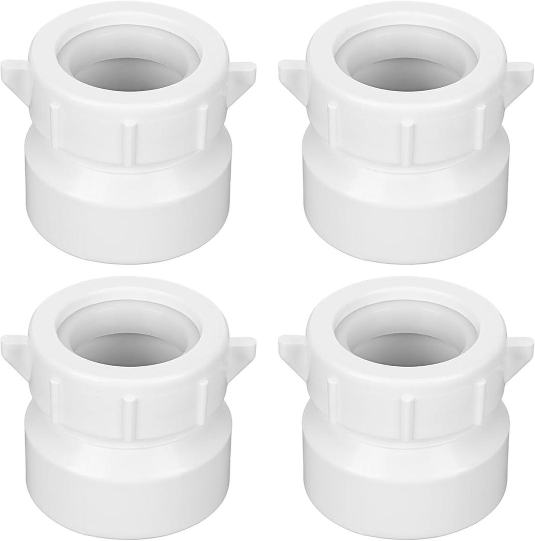 4 Pack 1-1/2 Hub x 1-1/4 Slip PVC Trap Adapter Dwv Drain Pipe Slip Coupling P-trap Connector White PVC Drain Fitting for Bathroom Kitchen Sink
