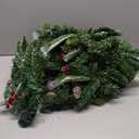 LAVEVE Pre-lit Christmas Garland 9FT with 100 Warm Lights, Battery Operated Xmas Garland with Long Snow Cedar Cones & Red Berries, Christmas Decoration for Mantle, Fireplace, Stair Railing, Porch (Snow Tipped Pine)