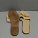 Rihero Women's Flat Sandals Summer Comfortable Square Open Toe Slip On Leather Slide Sandals, Size 10