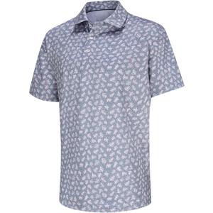 Mens Golf Shirt Short Sleeve Dry Fit Moisture Wicking Performance Collared Funny Print Golf Polo Shirts for Men (Blue, M)