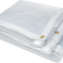 7 x 20 FT Outdoor Clear Tarp Curtain Waterproof Wind-Proof 24 Mil Transparent Vinyl Tarp for Patio Pergola Garden Canopy Rainproof Anti-Tear PVC Thick Cover with Grommets