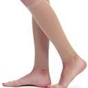 BSERA Calf Compression Sleeve Women, 2 Pairs 20-30mmHg Footless Compression Socks Stockings for Calf Support, Circulation, Swelling, Shin Splints, Varicose Veins, Recovery, Large