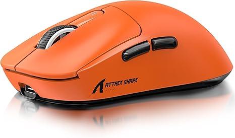 ATTACK SHARK X3 Wireless Gaming Mouse, 49g Ergonomic Computer Mouse, Triple Modes PAW3395 26K DPI Optical Sensor, 200h Battery Life, Programmable Buttons, Gaming Accessories for PC/Laptop/Mac(Orange)