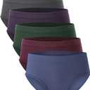 BAMBOO COOL Womens Underwear, Moisture-Wicking Briefs, Soft and Breathable Panties, Mid Waist, 5-Pack, M