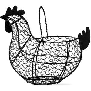 Tag 11.5 inch Black Farmhouse Rustic Vintage Chicken Wire Egg Basket With Handle For Egg Holder Fruit And Kitchen Living Room Home Rooster Decor Decoration Collecting And Countertop Storing Eggs