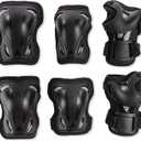 Rollerblade Skate Gear 3 Pack Protective Gear, Knee Pads, Elbow Pads and Wrist Guards, Inline Skating, Multi Sport Protection, Unisex, Black (Medium)