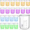 Tanlade 20 Pcs 50 ml Glass Beaker, Heavy Duty Lab Beaker with Printed, High Borosilicate Class Measuring Cups Bulk Graduation for Laboratories or Home