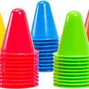 Mini Plastic Cones - Durable Polyethylene & Soccer Training Equipment - Classroom Activities & PE Supplies for Elementary - Dance Practice & Dance Teacher Supplies - Pack of 50, Assorted Colors, 3 in (Multicolor)