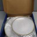 N9R 60PCS White Plastic Plates with Gold Rim, Elegant Disposable Plates, Circular Ribbed Design, 30 Dinner & 30 Dessert Plate for Parties, Weddings, Banquets, and Events (Translucent White)