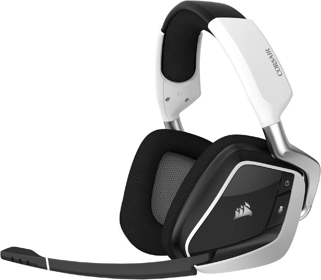 Corsair Void RGB Elite Wireless Gaming Headset  7.1 Surround Sound  Omni-Directional Microphone  Microfiber Mesh Earpads  Up to 40ft Range  iCUE Compatible  PC, Mac, PS5, PS4  White