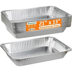 21"x13" Full Size Aluminum Pans, 20 Pack – Heavy Duty Deep Disposable Foil Roasting Pan & Baking Pans, Large Chafing Trays for Catering, Steam Table, Hotels, Restaurants, Buffets & Bakeware