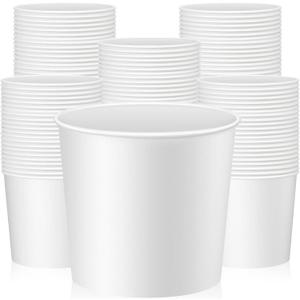 Hoolerry 100 Pcs 85 oz Paper Bucket Cardboard Food Bucket Bulk Disposable Food Container for Birthday Party, Wedding, Baby Shower, Event Gather Party Supplies (Cardboard,White)